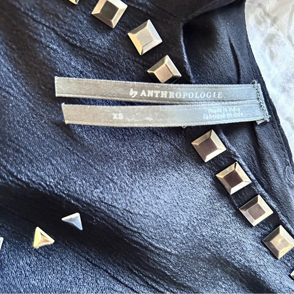 Anthropologie Black Studded Sleeveless Mini Dress | Size XS - Picture 5 of 6